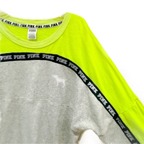 PINK Victoria's Secret Tops - PINK victorias secret long sleeve lime green/ black pullover